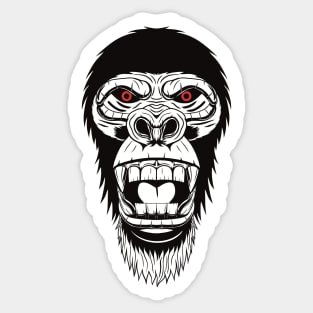 Angry Gorilla Head Sticker